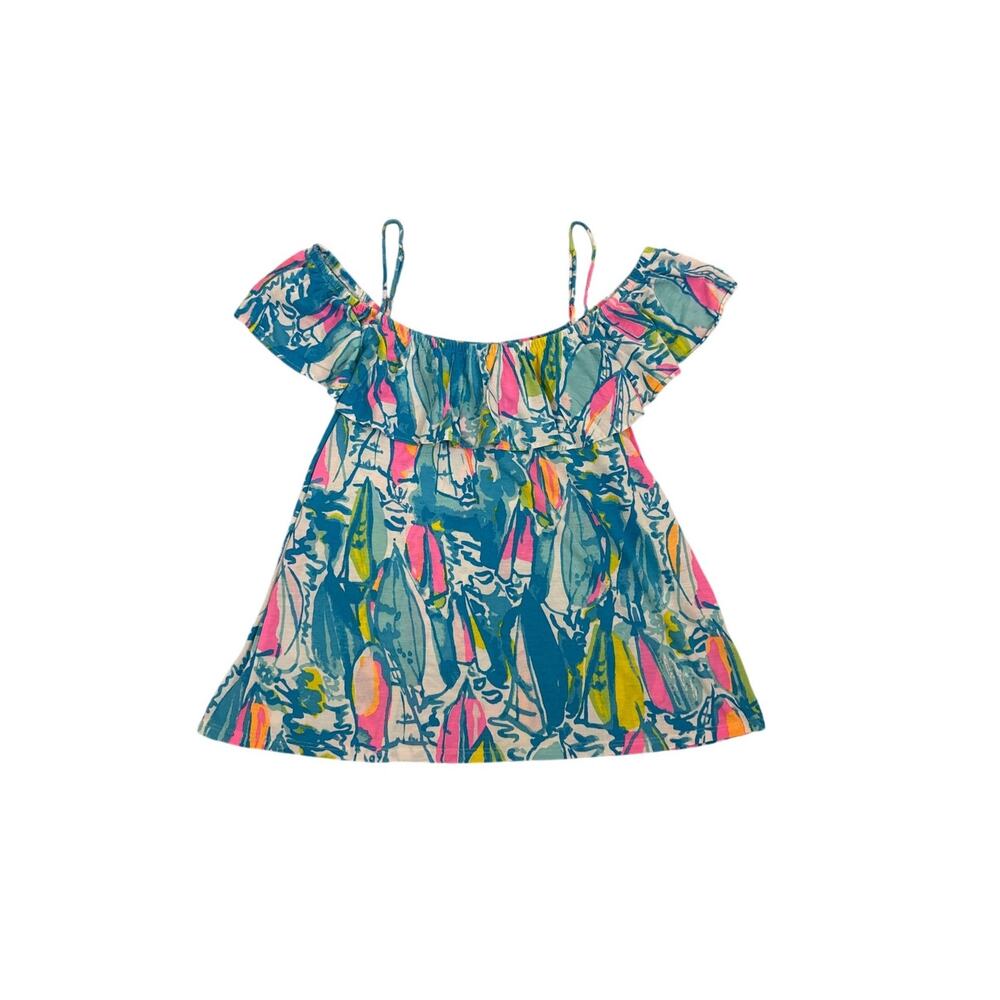 Lilly Pulitzer Tamiami Off Shoulder Preppy Beach Floral Ruffle Top Size Small